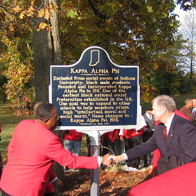 A historic marker on campus, honoring the Kappa Alpha Psi Fraternity.